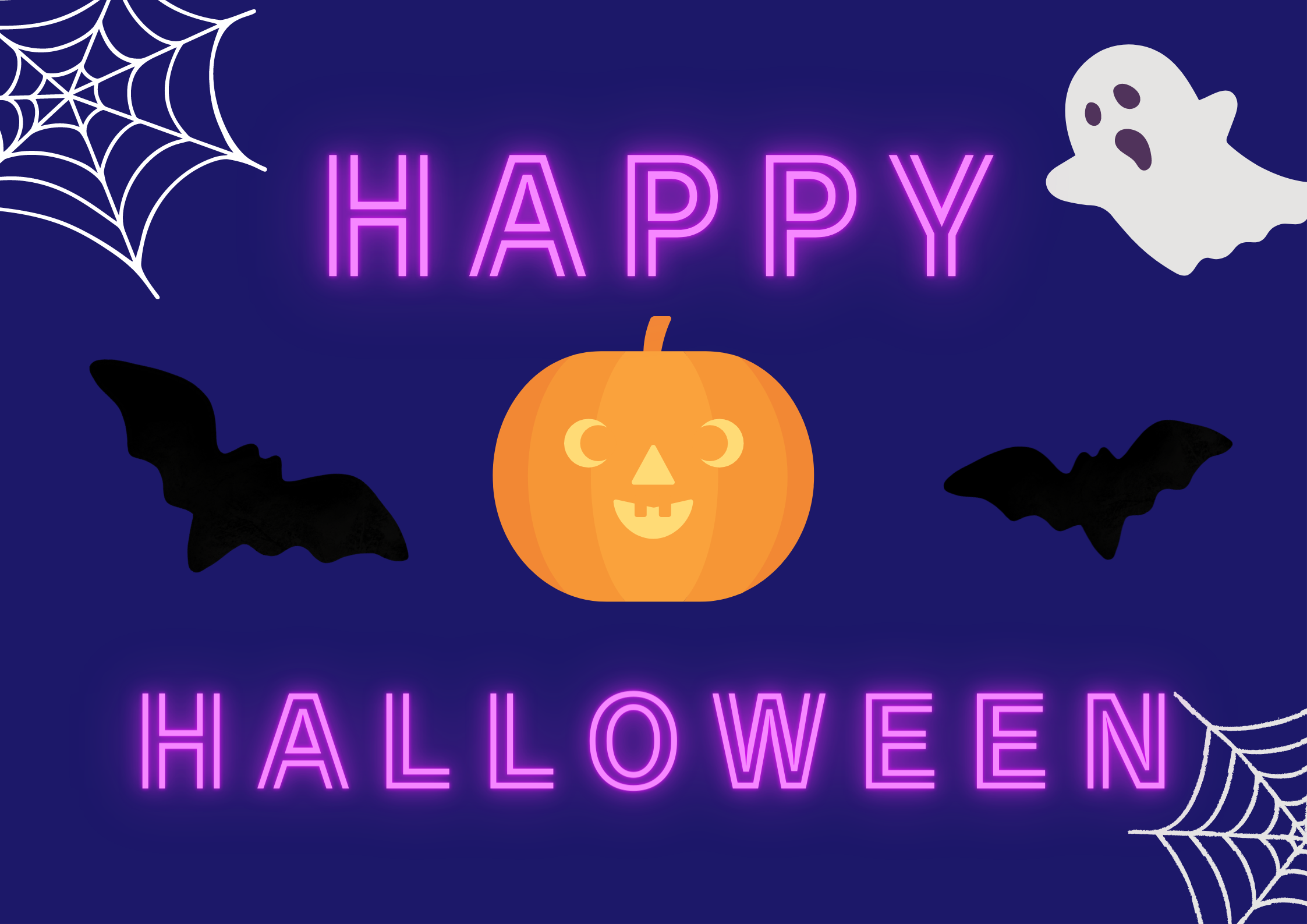 オレンジ　ネイビー　かわいい　ポップ　ハロウィン　横　ポスター